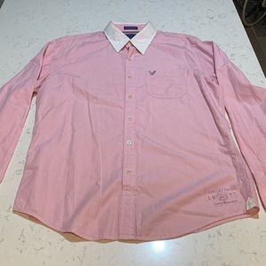 3/$23.. NWOT American Eagle Pink/White Button Down